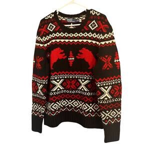 Mens POLO RALPH LAUREN Polar Bear Fair Isle Wool Sweater Size Large L New